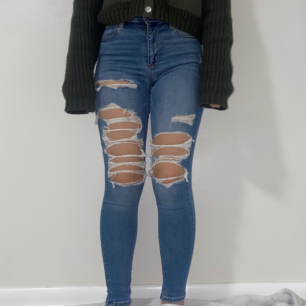 American Eagle Next Level Ripped High-Waisted Jegging Women's 4 Regular